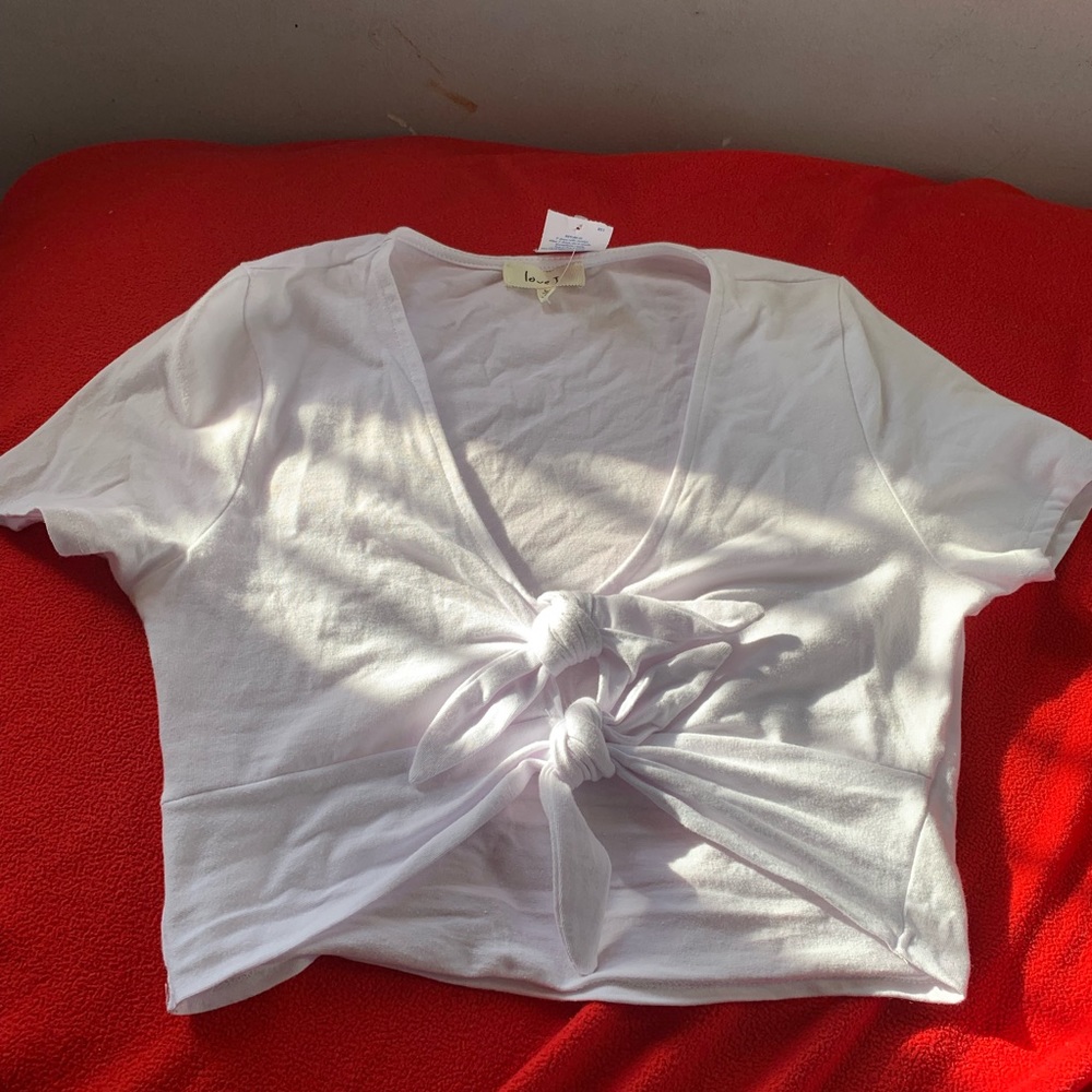 White Tie Front Crop Top